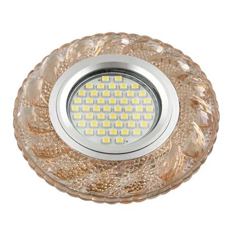 Светильник декор.встр Luciole DLS-L147 GU5.3 GLASSY/TEA доп.LED подсветка 3Вт, стекл,зерк./светло-коричневый. | UL-00003898 Fametto
