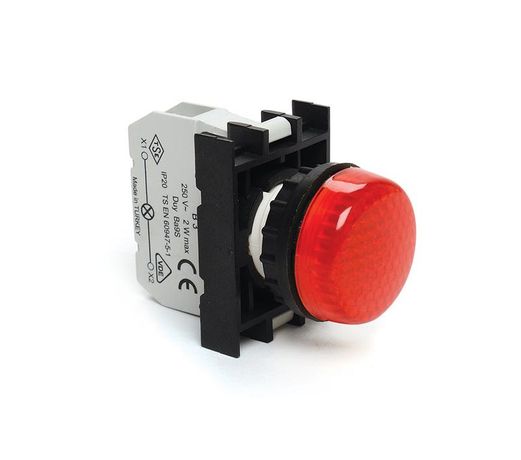 Сигнальная арматура с блоком подсветки B6 (красный светодиод, 12-30В AC/DC), красный цвет, серия B, IP50 - B060XK EMAS