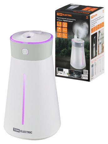 Портативный увлажнитель воздуха "Ареал мини", 0,38 л, RGB, насадки: вентилятор, ночник, белый, | SQ4013-0001 TDM