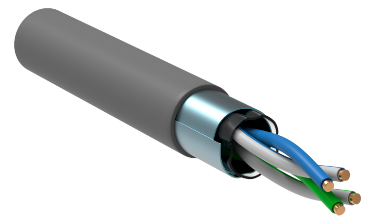 Кабель связи витая пара F/UTP, кат.5E 2х2х24AWG solid, LSZH, 500м, серый | LC1-C5E02-321 ITK IEK