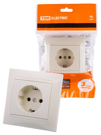 Розетка 2П+З 16А 250В сл. кость "Лама" | SQ1815-0123 TDM