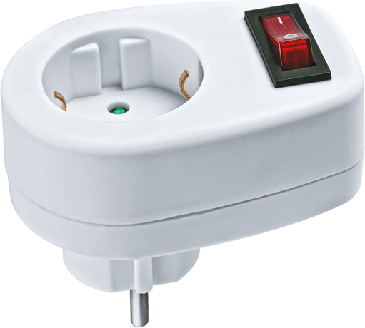 Переходник 1 гнездо для розетки с выкл. 94 669 NAD-1E-СS-WH Navigator 94669 17859