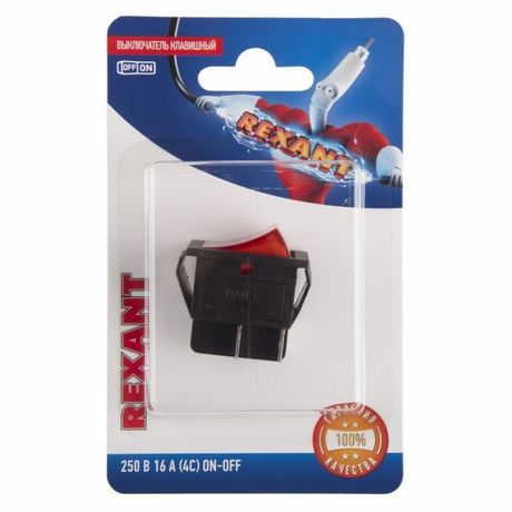 Выключатель клавишный 250V 16А (4с) ON-OFF красный с подсветкой (RWB-502, SC-767, IRS-201-1) (в упак. 1шт.) | 06-0303-B REXANT MEET