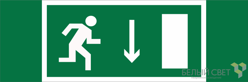 Знак безопасности BL-3511B.E09 "Указ. двери эвакуац. выхода (прав.)" Белый свет a27406 BS