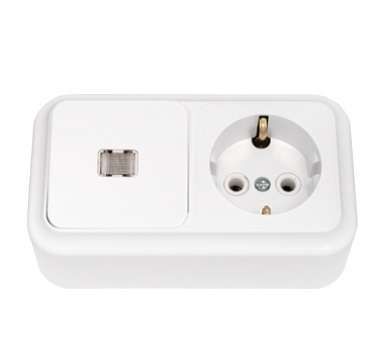 Беларусь Блок наружный: выключатель одноклавишный с индикатором + розетка заземлением В-РЦ-567 - Bylectrica