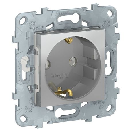 Механизм розетки 1-м СП 2мод. Unica New 16А IP20 250В с заземл. без защ. шторок винт. клеммы алюм. SchE NU503630 APC