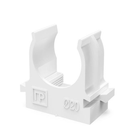 Держатель для труб (клипса) d20мм прямого монтажа бел. в п/э Промрукав PR13.02562 Строитель