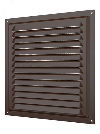 Решетка вентиляционная вытяжная стальная с покрытием полимерной эмалью и сеткой 250х250, цвет Коричневый - 2525МЭ кор ЭРА 17598