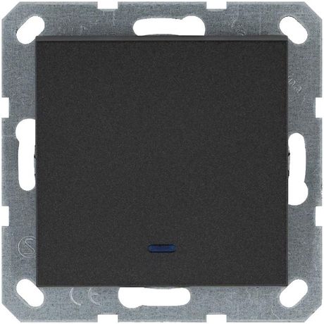 Переключатель проходной 1-кл. 10А IP20 с подсветкой механизм антрацит Jasmart G3012NB