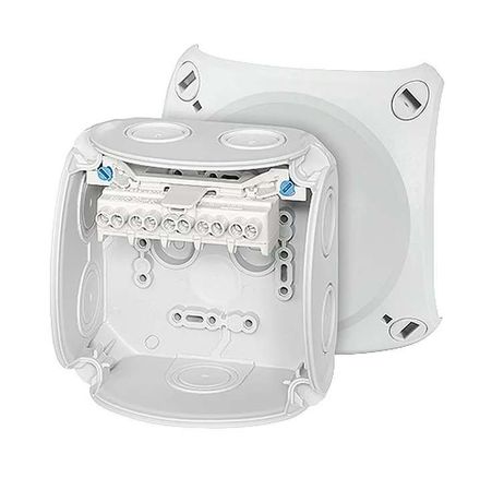 Коробка клеммная DK 0404 G 104х104х70 мембраны пятиполюсные 1.5-6 кв.мм серая РР IP66 - 62000004 Hensel
