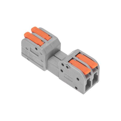 Клемма СМК 222-422R проходная разъемная 2 полюса серая 0,2-2,5/4мм² (50 шт/уп) | 07-5262 REXANT MEET