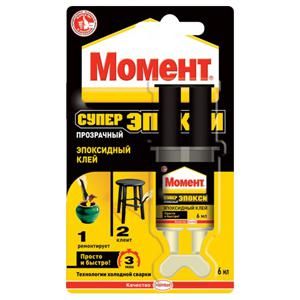 Момент Супер эпокси, прозрачный, 6 мл шприц - C0036331