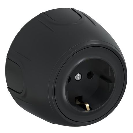 Розетка с заземлением Rotondo, винтовые контакты, цвет черный - 7700875 ССТ