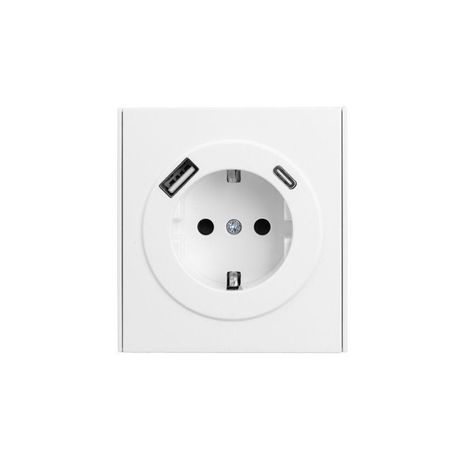 Розетка 1-м СП STRONG MIELE 16А с заземл. защ. шторки USB A+C быстрой зарядки 5В/3А жемчуж. Kranz KR-78-0704-4