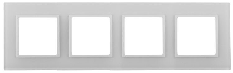 Рамка для розеток и выключателей 4 поста белый стекло ЭРА Elegance 14-5104-01 - Б0034524