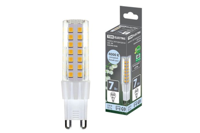 Лампа светодиодная G9-7 Вт-230 В-4000 К, SMD, 17,5x65,5 мм | SQ0340-0226 TDM