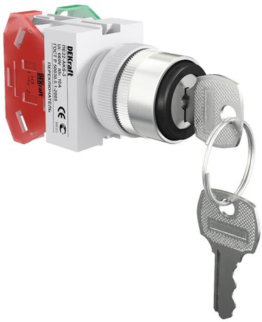 Переключатель на 3 положения I-O-II ПЕ-22 AKSR-3 d22мм прав. без фиксации с ключом DEKraft 25143DEK APC