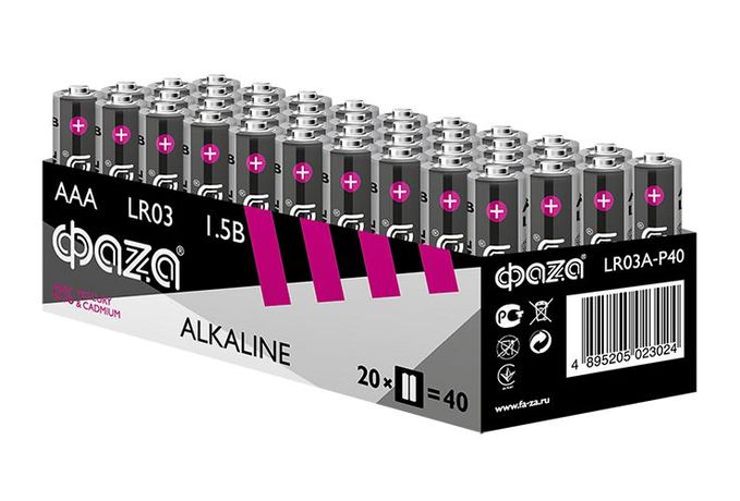 Батарейка LR03 ФАZА Alkaline Pack-40 арт.5023024 ФАЗА