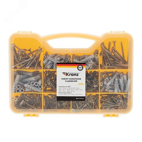 Набор саморезов и дюбелей (590 шт) KRANZ - etmKR-01-3101-03 MEET