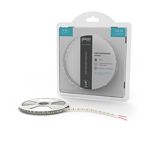 Лента светодиодная LED 10 Вт/м 700 Лм/м 5050-SMD 60 шт/м 12 В DC 4000К нейтральный белый IP65 блистер (5 м ) Basic Gauss - BT053