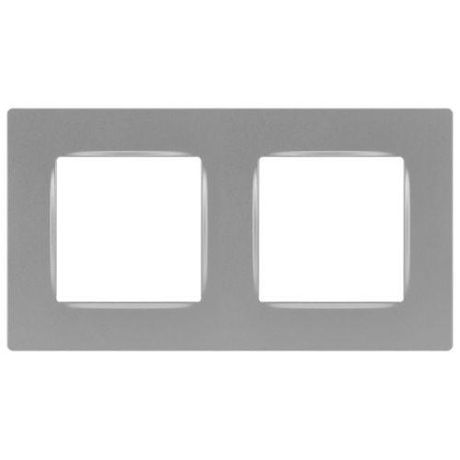 Рамка для розеток и выключателей Серия 12 12-5202-03 на 2 поста, Классик, алюминий | Б0067712 ЭРА