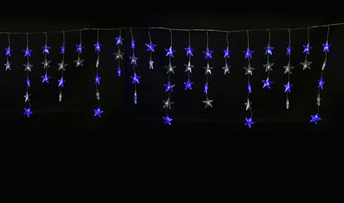 Гирлянда занавес светодиодная "Звездочки-1" ULD-E5505-196/DTK WHITE-BLUE STARS-1 бел. и син. 56LED 5.5х0.5м IP20 Uniel UL-00001410