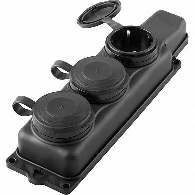 Розетка переносная трехместная штепсельная с заземляющим контактом 250В, 16А, каучук, серия Одри, Stekker - 32739 FERON RST16-23-44