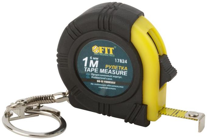 Рулетка-брелок прорезиненный корпус 1 м (6 мм) - 17824 РОС