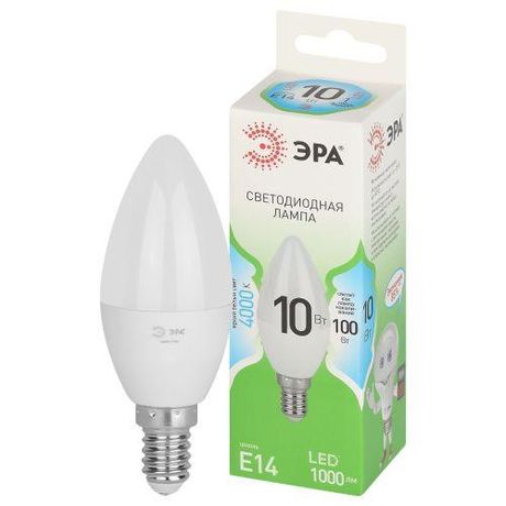 Лампа светодиодная LED 10 Вт 1000Лм 4000К свеча нейтральный E14 220-240В B35-10W-840-E14 Green Line - Б0067093 ЭРА