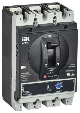 Выключатель автоматический в литом корпусе ARMAT 3P типоразмер G 150кА 250А расцепитель электромагнитный регулируемый - AR-MCCB-3G-150-0250A-MTUC IEK