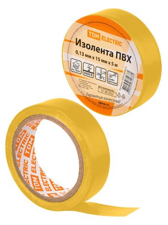 Желтая 5м | SQ0526-0072 TDM Изолента ПВХ 0,13х15мм