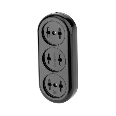 Колодка удлинителя 3-м без заземл. 16А карболит черн. Rexant 11-8979 MEET