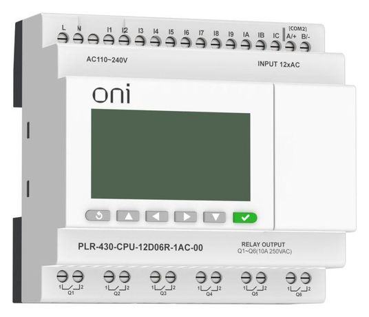 Модуль ЦПУ ПЛК 430 12 DI 6 RO 220В AC с экраном ONI PLR-430-CPU-12D06R-1AC-00 IEK