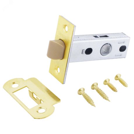 Защелка врезная универсальная без ручек для деревянных межкомнатных дверей, АЛЛЮР АРТ L45-8-P PB золото - 12330 ПТК