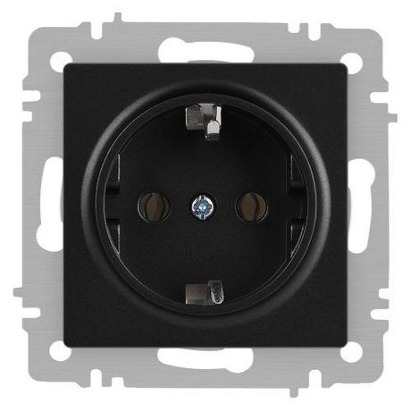 Розетка однофазная скрытого монтажа, в рамку с заземлением без шторок антрацит 16А 250В IP20 винтовые зажимы 6-202-05 Intro Accent - Б0063693 ЭРА