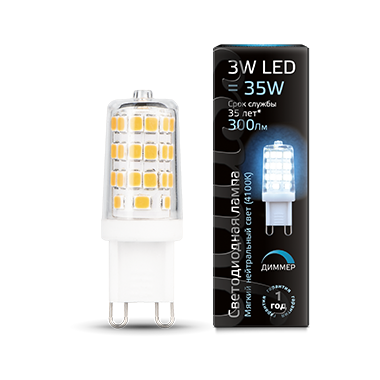 Лампа светодиодная LED 3 Вт 300 Лм 4100К белая G9 капсула 220 В диммируемая керамика Black Gauss - 107309203