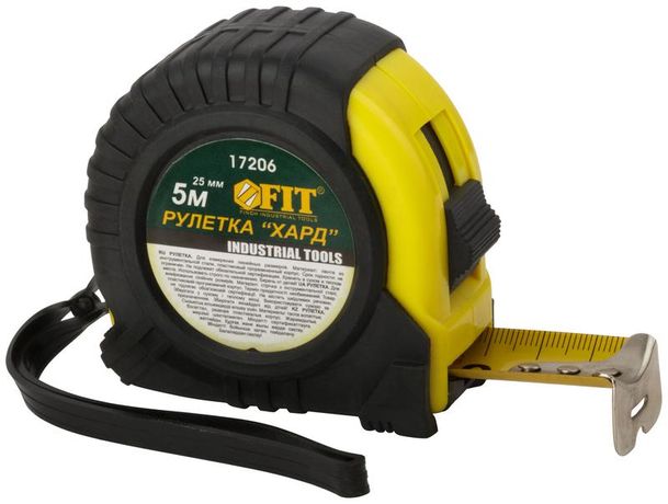 Рулетка прорезиненный корпус ''Хард'' 5 м x 25 мм - 17206 РОС