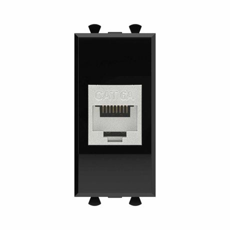 Компьютерная розетка RJ-45 без шторки модульная, кат.6А экранированная, "Avanti", "Черный квадрат", 1 модуль | 4402771 DKC ДКС