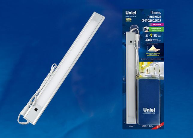 Светильник светодиодный линейный ультратонкий с сенсором ULI-F40-5W/4200K SENSOR IP20 SILVER 300Х30х8мм 210Lm серебристый | UL-00002881 Uniel