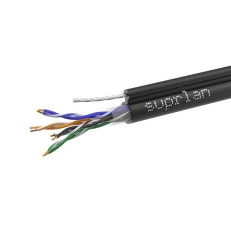 Кабель витая пара U/UTP кат.5E 4х2х24AWG solid Cu PE Outdoor Standard трос черн. (м) SUPRLAN 01-0322-1 Net.on