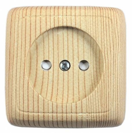 Розетка наружная со шторками с изоляционной пластиной сосна - РА16-104-02 HEGEL