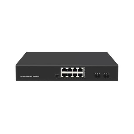 Коммутатор неуправляемый 8PoE 802.3af/at порта 1000Мбит/с 7-8 порт до 250м cat6 2 SFP 120Вт GIGALINK GL-SW-G005-08P