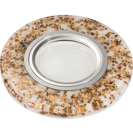 Светильник декоративный Luciole DLS-L108 GU5.3 CHROME/WHITE встраив. доп. светодиод. подсветка 3Вт без лампы основание метал. хром отделка полимерн. покрытие бел. с частицами цвета кофе Fametto UL-00000359