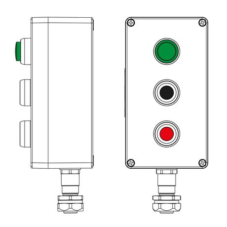 Взрывозащищенный пост управления из полиэстера CPE-P-04-(1xLG(250)-1xP1B(11)-1xP1R(11))-1xKAEPM2MHK-20(C)1Ex d e IIC Т5 Gb / Ex tb IIIC T95°C Db IP66/КЗ - 2231.041.22.120R ДКС