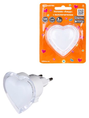 Ночник "Амур" с выключателем, 0,3 Вт, 220 В | SQ0357-0030 TDM