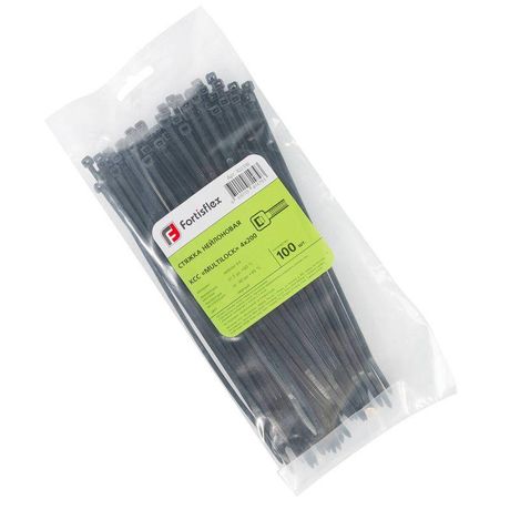 Стяжка нейлоновая КСС «MULTILOCK» 4х200 (черн) (100шт) | 102316 Fortisflex КВТ