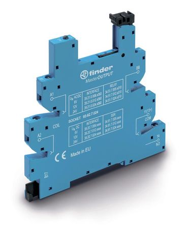 Розетка MasterOUTPUT с винтовыми клеммами (с зажимной клетью) для реле 34 серии, питание 230В АС, в комплекте пластиковая клипса, опции: LED - 93.62.8.230 FINDER 93628230