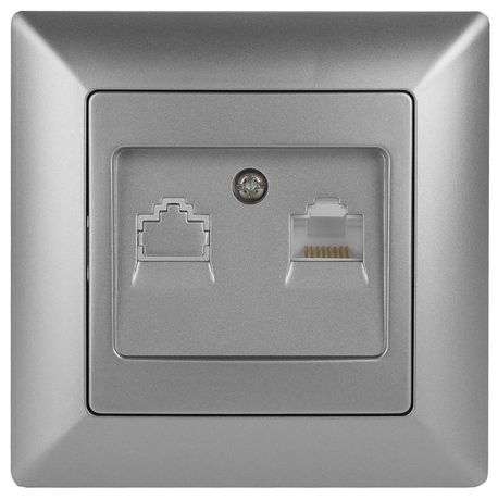 Розетка информационная RJ45, СУ, Solo, алюминий, 4-303-03 - Б0043384 ЭРА