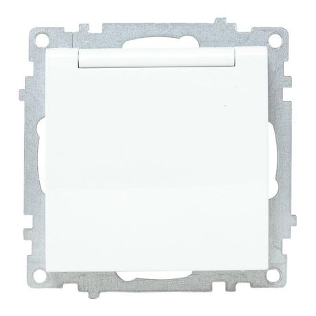 Валенсия Механизм розетки 1-местной с/з 16А белая с крышкой и защ. штор. IP44 | EWV10-124-90 EKF