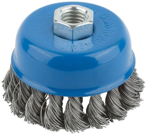 Корщетка тип "чашка" гайка М14 стальная витая проволока 75мм MOS 38952М